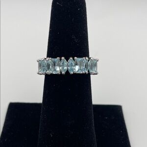 Bomb Party Eternity Ring - Aquamarine CZ’s - Size 6